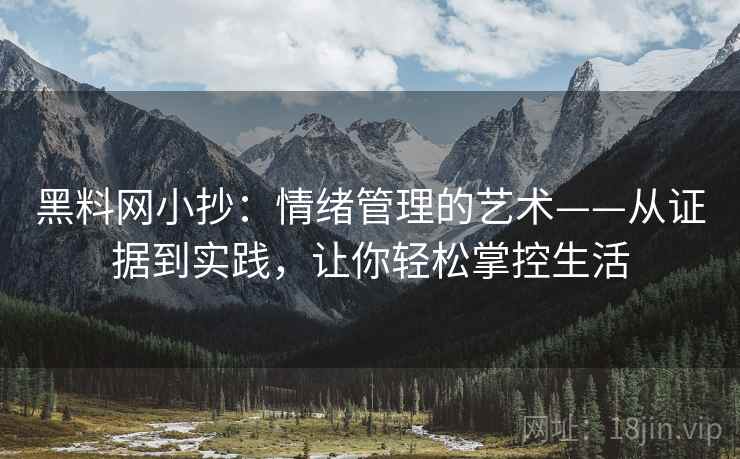 黑料网小抄：情绪管理的艺术——从证据到实践，让你轻松掌控生活